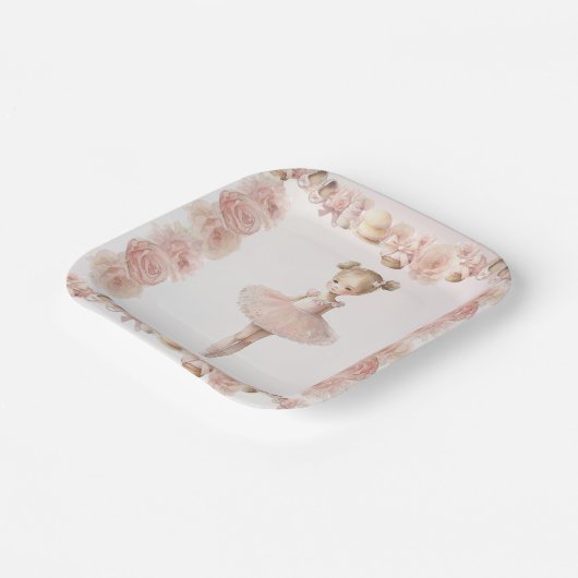 Borden van roze en zoete ballerina papieren bordje (Gebogen)