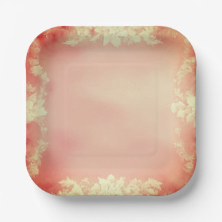 Borden van roze Floral Paper Papieren Bordje