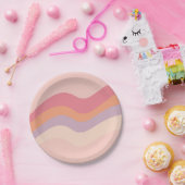 Borden van roze gegolfd papier voor roovy Retro Vi Papieren Bordje (Feest)