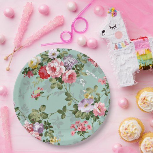 Borden van roze rozenpapier papieren bordje (Feest)