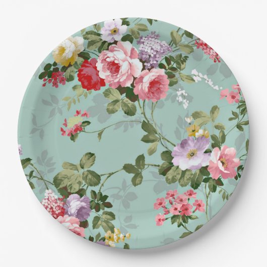 Borden van roze rozenpapier papieren bordje (Voorkant)