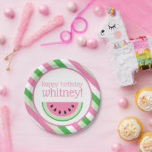 Borden van roze watermeloenen Stripes - gepersonal Papieren Bordje (Feest)