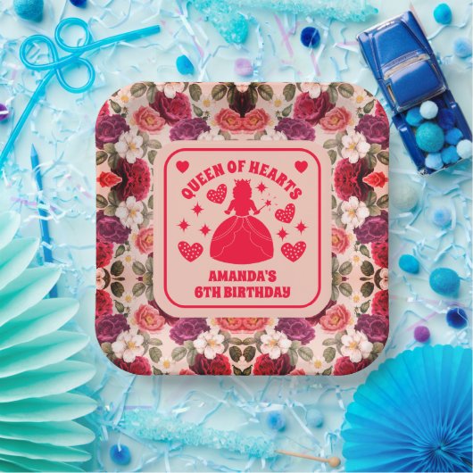 Borden van Rozen van Birthday Paper, koningin van  Papieren Bordje (Feest)