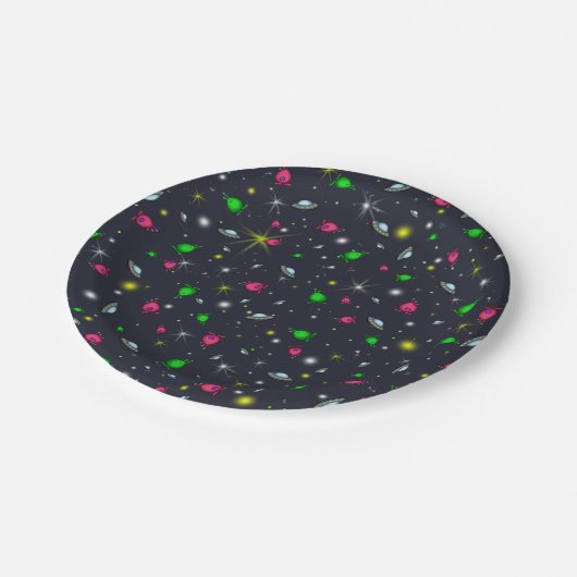 Borden van Space Aliens Party Papieren Bordje (Gekanteld)