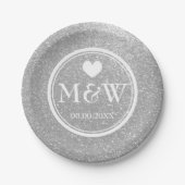 Borden van Sparkly Silver Glitter voor bruiloft Papieren Bordje (Voorkant)