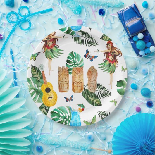 Borden van Tiki-partij Papieren Bordje (Feest)