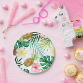 Borden van tropisch anananas met handpalmen papieren bordje (Feest)