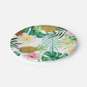 Borden van tropisch anananas met handpalmen papieren bordje (Gekanteld)