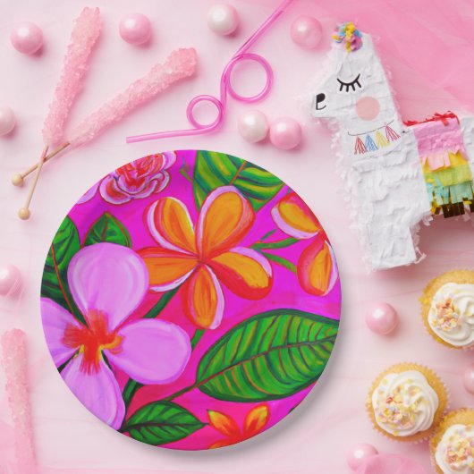 Borden van Tropisch papier Papieren Bordje (Feest)
