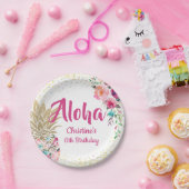 Borden van tropisch roze goudananas papieren bordje (Feest)