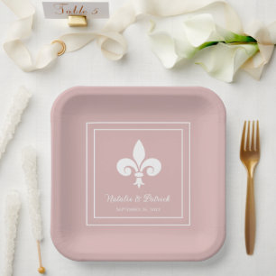 Borden van trouwe Roos Fleur de Lis Wedding Paper Papieren Bordje