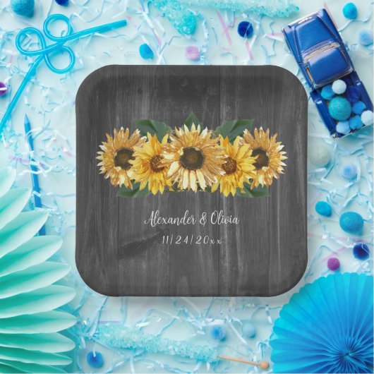 Borden van trouwe zonnebloembindpapier papieren bordje (Feest)