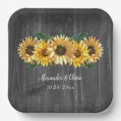 Borden van trouwe zonnebloembindpapier papieren bordje (Voorkant)