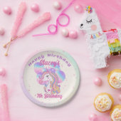 Borden van Unicorn- en ballonnen op jaarbasis Papieren Bordje (Feest)