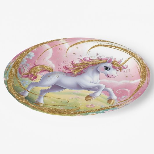 Borden van Unicorn Paper Papieren Bordje (Gekanteld)