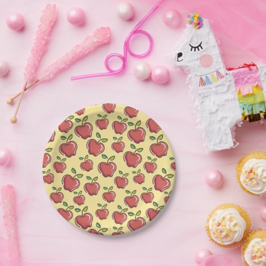 Borden van vers rood appelpapier papieren bordje (Feest)