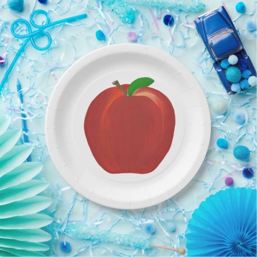Borden van volledig gerijpt rood appelpapier papieren bordje (Feest)