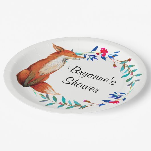 Borden van waterverf Fox & Wreath Vrijgezellenfees Papieren Bordje (Gekanteld)