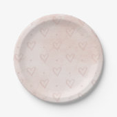 Borden van waterverf-hartenpapier, droog roze papieren bordje (Voorkant)
