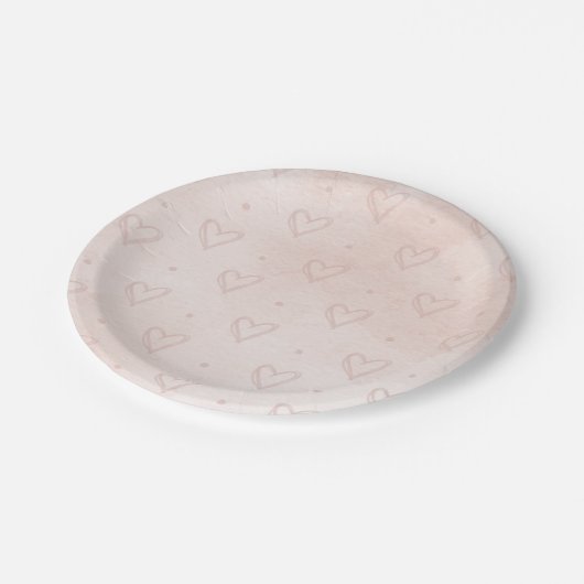 Borden van waterverf-hartenpapier, droog roze papieren bordje (Gekanteld)