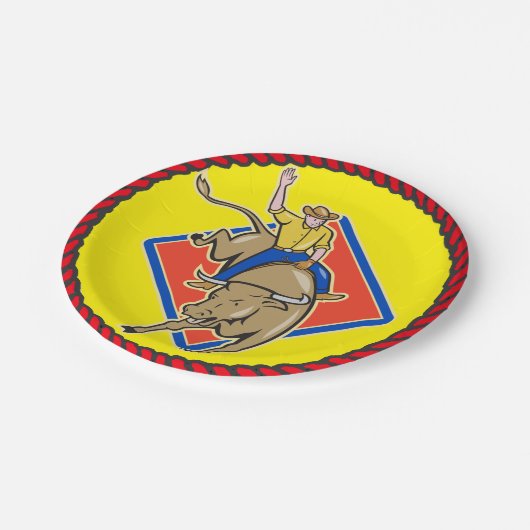 Borden van westerne partij Bull Rider Papieren Bordje (Gekanteld)