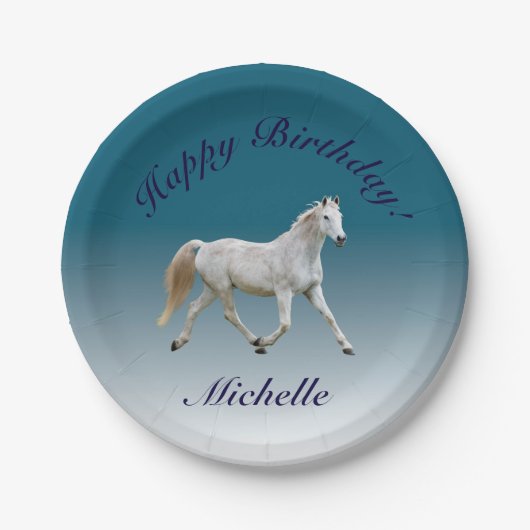 Borden van White Horse Birthday Papieren Bordje (Voorkant)