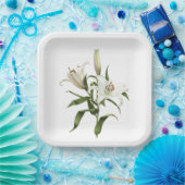 Borden van white Oriental Lily Botanical Art Paper Papieren Bordje (Feest)