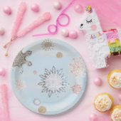 Borden van wintergolfslagpapier, bevroren papieren bordje (Feest)