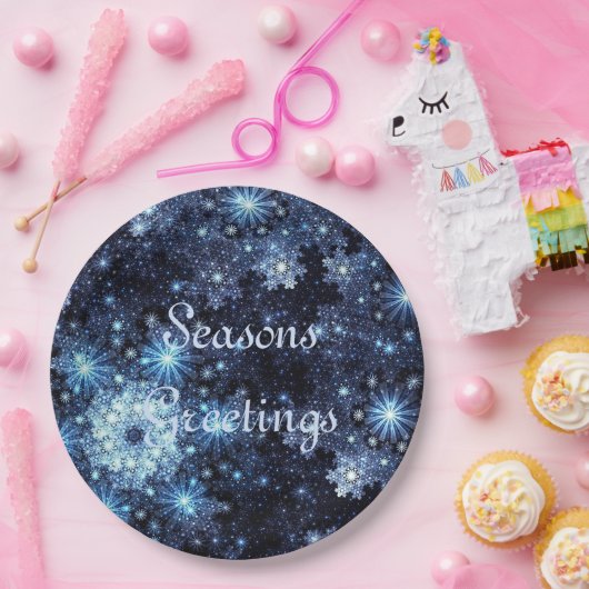 Borden van wintery Blue Snowflake Paper Papieren Bordje (Feest)