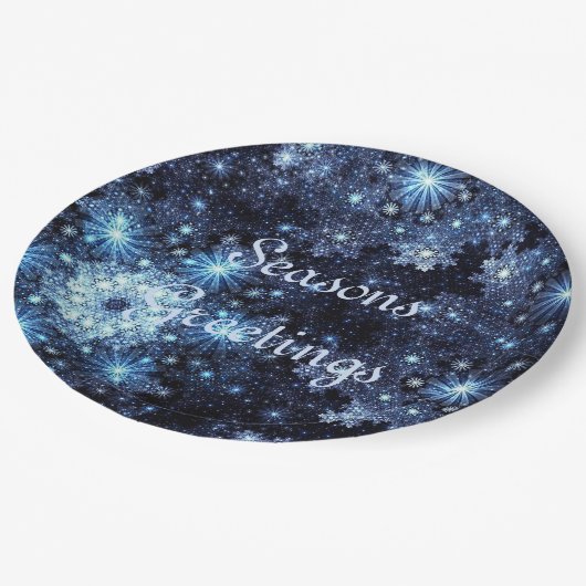 Borden van wintery Blue Snowflake Paper Papieren Bordje (Gekanteld)