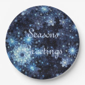Borden van wintery Blue Snowflake Paper Papieren Bordje (Voorkant)