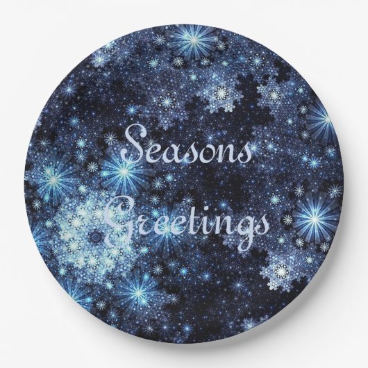 Borden van wintery Blue Snowflake Paper Papieren Bordje (Voorkant)