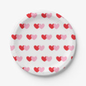 Borden van witte partijen met roze en rode harten papieren bordje (Voorkant)