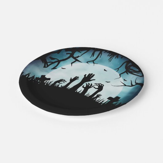 Borden van Zombie Graveyard Halloween Paper Papieren Bordje (Gekanteld)