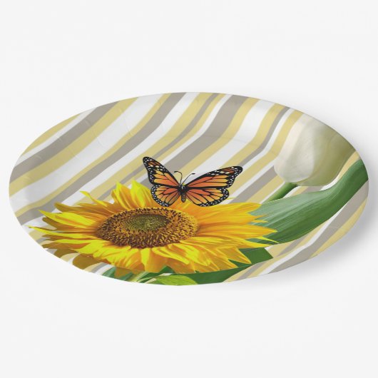 Borden van zonnebloemkarton met tulppapier papieren bordje (Gekanteld)