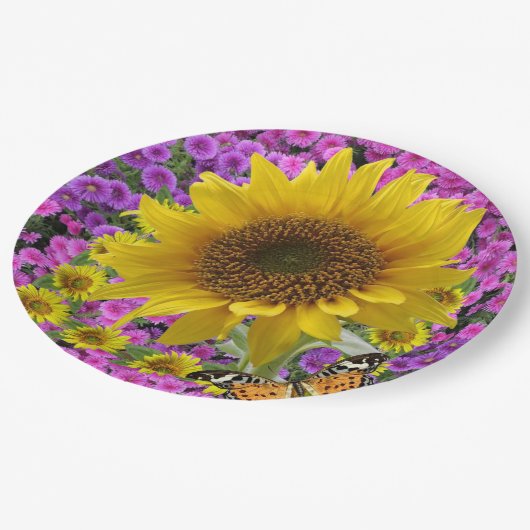 Borden van zonnebloemkarton papieren bordje (Gekanteld)