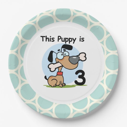 Borden voor 3e verjaardag papier papieren bordje (Voorkant)