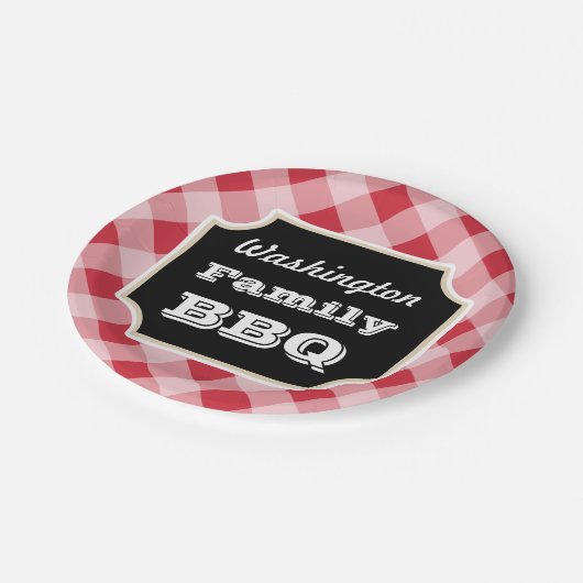 Borden voor aangepast rood gingham papieren bordje (Gekanteld)