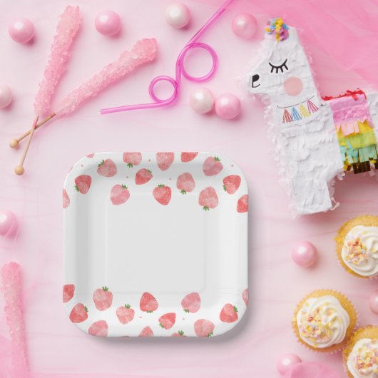 Borden voor aardbeienpapier waterverf papieren bordje (Feest)