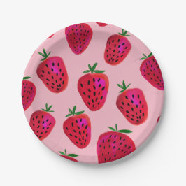 Borden voor aardbeienpatroonpapier papieren bordje