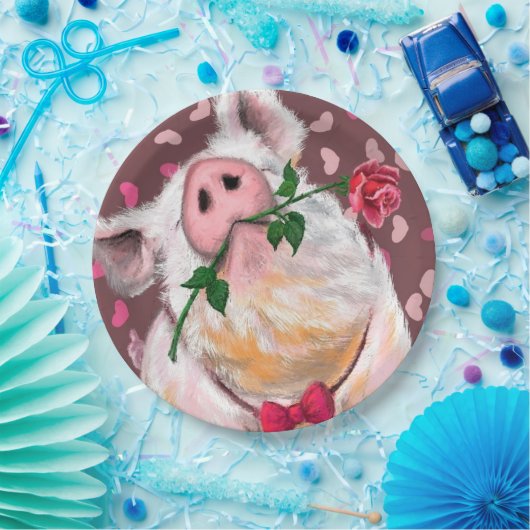 Borden voor afspeelpapier Gentleman Pig Romantic L Papieren Bordje (Feest)