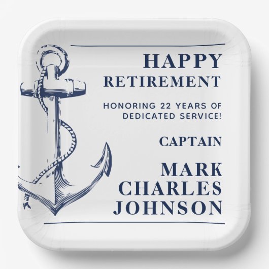 Borden voor anker marineschepen papieren bordje (Voorkant)