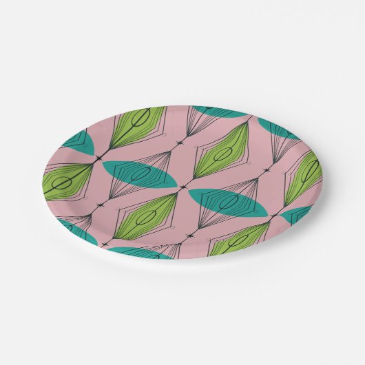 Borden voor atomaire-roze tandwielen papieren bordje (Gekanteld)