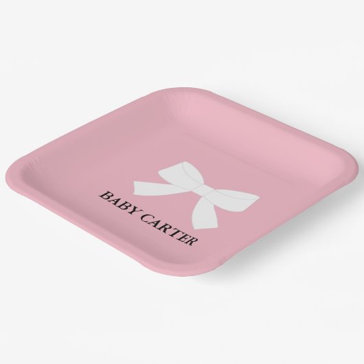 Borden voor baby-roze douchesprinkjes papieren bordje (Gebogen)