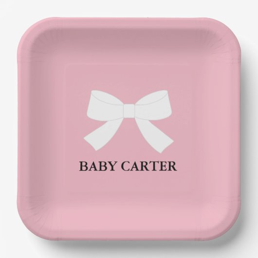 Borden voor baby-roze douchesprinkjes papieren bordje (Voorkant)