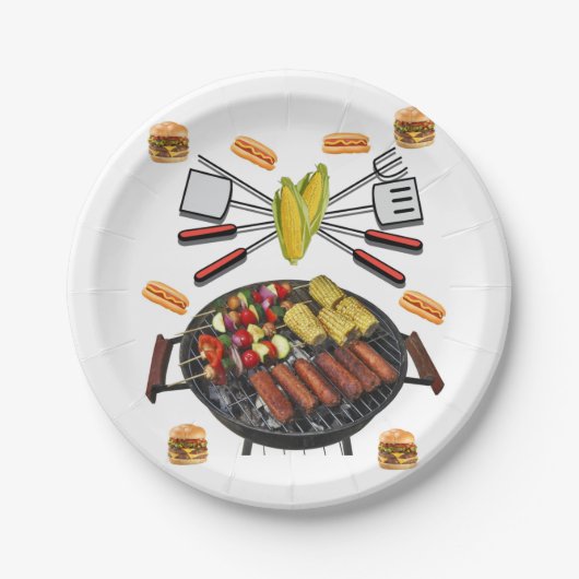 Borden voor barbecuespapier papieren bordje (Voorkant)
