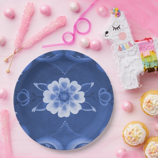 Borden voor blauw en wit rozingpapier papieren bordje (Feest)