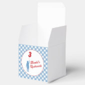 Borden voor blauw Gingham Upsherin Paper Bedankdoosjes (Geopend)