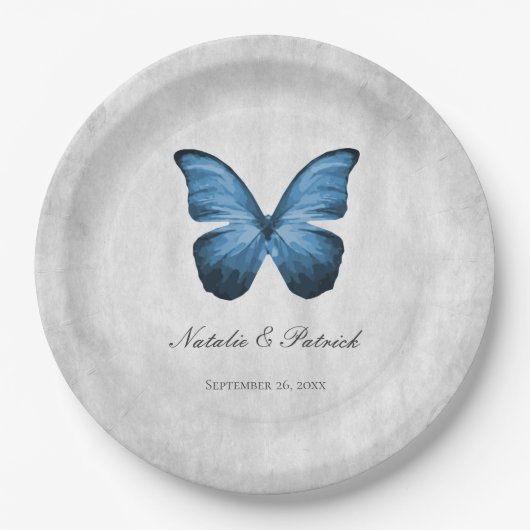 Borden voor blauwe vlinderbruiloft papieren bordje (Voorkant)