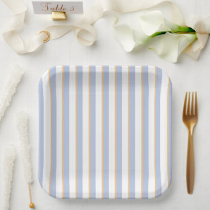 Borden voor Bleek blauw en Oranje strips Papieren Bordje